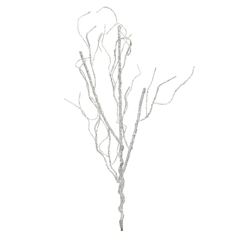 Glitter Twig Spray Silver